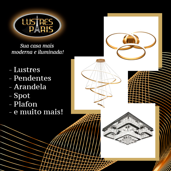 Banner retangular de destaque da loja Lustres Paris no santaifigenia.shop