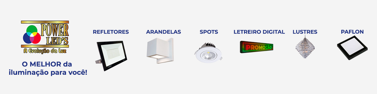 Banner retangular de destaque da loja Power Leds no santaifigenia.shop
