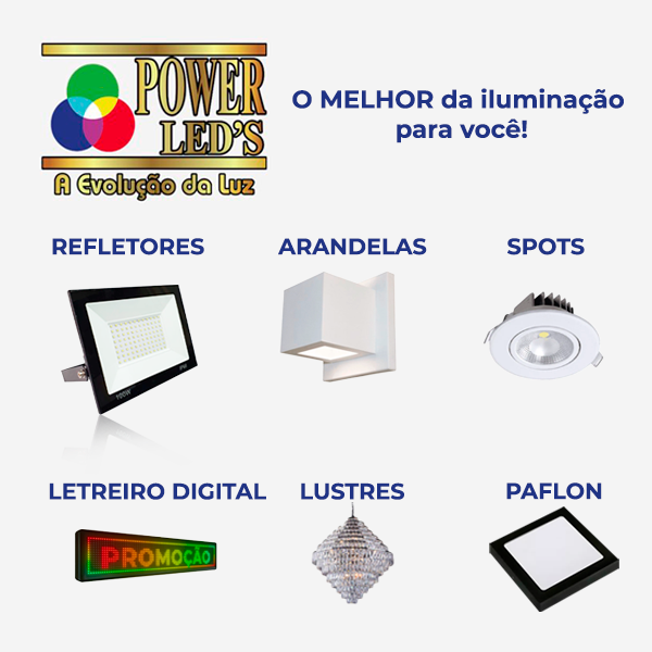 Banner retangular de destaque da loja Power Leds no santaifigenia.shop